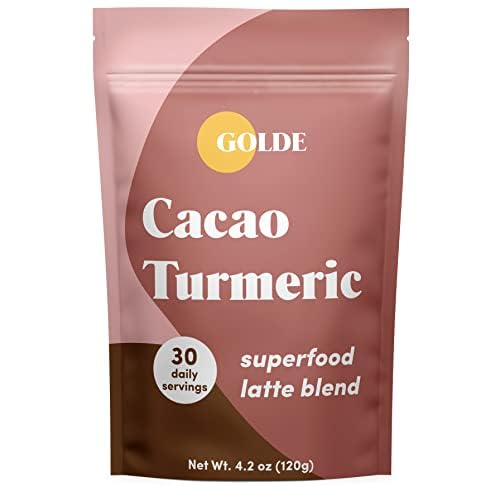 GOLDE - Superfood Latte Blend - Cacao Turmeric - Plant Based w/Turmeric Cacao &amp Coconut Milk Powder - Healthy Hot Cocoa - Coffee Replacement - Vegan Keto &amp Sugar-Free - 30 Servings