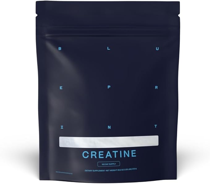 Blueprint Bryan Johnson Creatine Monohydrate Powder – Amino Acid Powder - Supplement Supports Muscle Growth Recovery Strength &amp Focus – Unflavored Creatine for Women &amp Men – 5g Dose – 100 Se