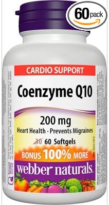 Webber Naturals Coenzyme Q10 200 mg 60 softgels Bonus Size