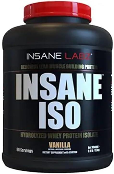 Insane Labz Insane ISO Whey Protein Powder Featuring 25g of Hydrolyzed Whey Isolate 60 Servings Vanilla