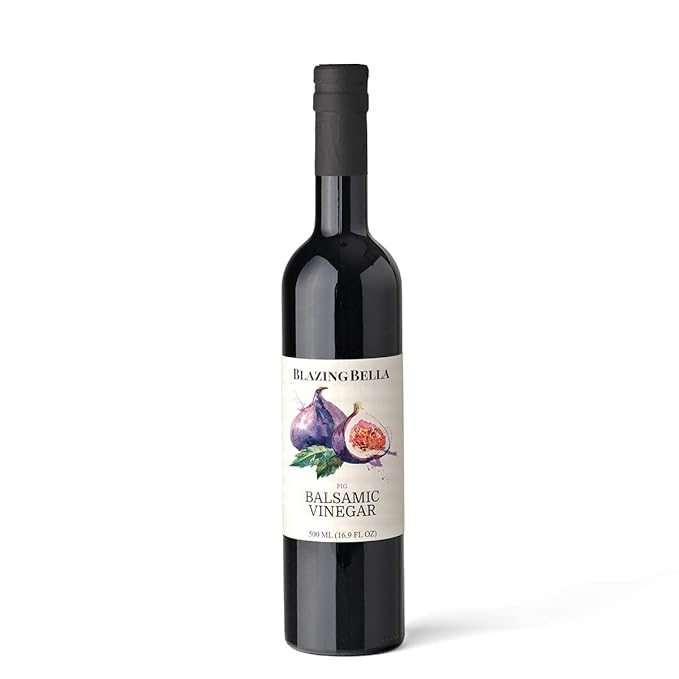 Blazing Bella Fig Balsamic Vinegar – Thick Smooth &amp Naturally Sweet with Fig – Premium Italian Balsamic for Salads Cheese &amp Finishing Dishes – 16.9 fl oz (500ml)
