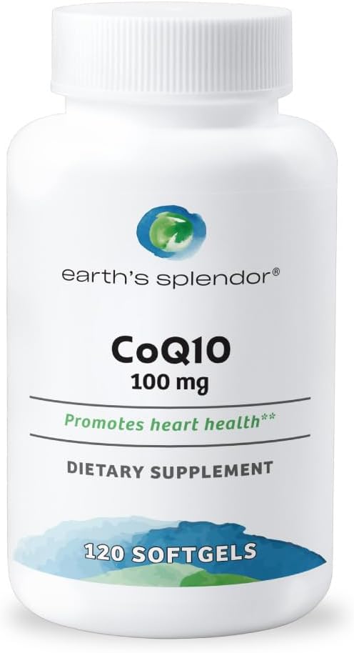 Earth's Splendor CoQ10 Supplement 120 Softgels 100mg Coenzyme Q10 Contain 4 Month Supply