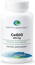 Earth's Splendor CoQ10 Supplement 120 Softgels 100mg Coenzyme Q10 Contain 4 Month Supply
