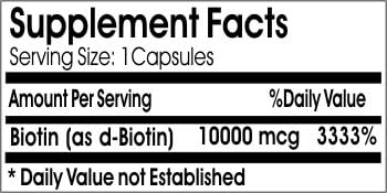 Biotin 10000mcg ~ 100 Capsules - No Additives ~ Naturetition Supplements