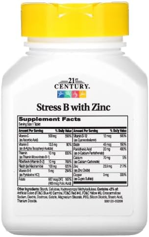 21st Century Vitamin B-Complex with Zinc Tablets 66 Count (6 Pack)