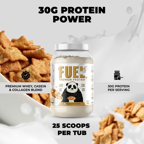 Underground Bio Labs Panda Fuel Premium Protein WheyHydrolyzed CollagenCaseinProbiotics Enzymes Keto FriendlyTime Release 25 Servings (2.5 Pound Cinnamon Toast)
