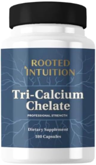 Tri-Calcium Chelate | Triple-Source Highly Absorbable Calcium for Bone Density &amp Strength | Non-GMO Gluten Free | 180 Capsules