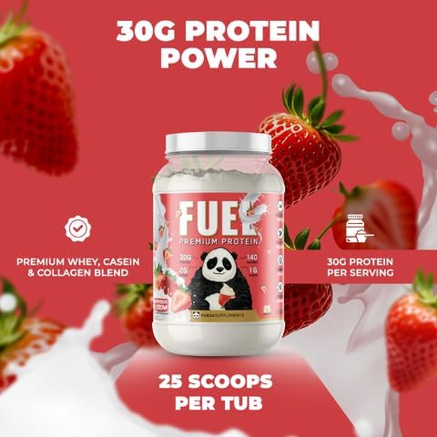 Underground Bio Labs Panda Fuel Premium Protein WheyHydrolyzed CollagenCaseinProbiotics Enzymes Keto FriendlyTime Release 25 Servings (2.5 Pound Strawberries &amp Cream)