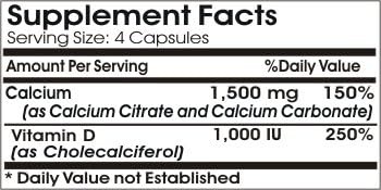 Max Calcium 1500mg &amp Vitamin D 1000IU ~ 200 Capsules - No Additives ~ Naturetition Supplements