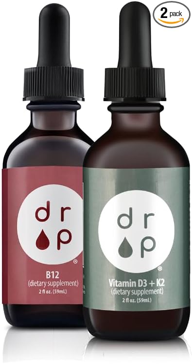 Drop Supplements Vitamin B12 Drops and Vitamin D3+K2 Drops Bundle