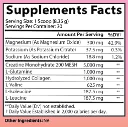 Better Booty Builder Powder - Creatine Monohydrate Supplement for Women Glutes &amp Muscle 5g Vegan Creatina w. Collagen Glutamine BCAAs &amp Hydration for Recovery + Energy Unflavored (250g 30 Se
