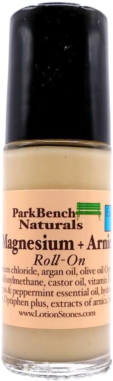 Park Bench Naturals Lavender Magnesium Roll-On – Relaxing Aromatherapy with Magnesium Chloride MSM &amp Arnica – Natural Topical Relief for Sleep Stress &amp Muscle Tension – 1.2 oz Glass Bottle