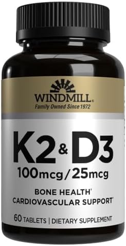 Windmill Natural Vitamins Vitamin K (K-2 Menaquinone-7 100mcg) 60 Tablets (Pack of 3)