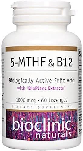 Bioclinic Naturals 5-MTHF &amp B12 Biologically Active Folic Acid - 60 Lozenges