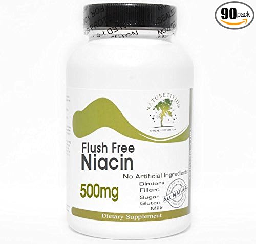 Flush Free Niacin 500mg ~ 90 Capsules - No Additives ~ Naturetition Supplements