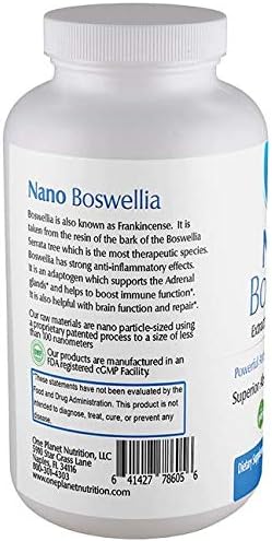 One Planet Nutrition Nano Boswellia 250 mg Veggie Capsules (120 Servings) Boswellia serrata Resin Supports Cognitive Function for Brain Health Non-GMO Vegan Gluten-Free