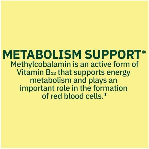 H4U Spring Valley Ultra Strength Vitamin B12 with Methylcobalamin Vitamin Supplement Vegetarian Gummies for Metabolism Support Raspberry Flavor 5000 mcg 60 Count