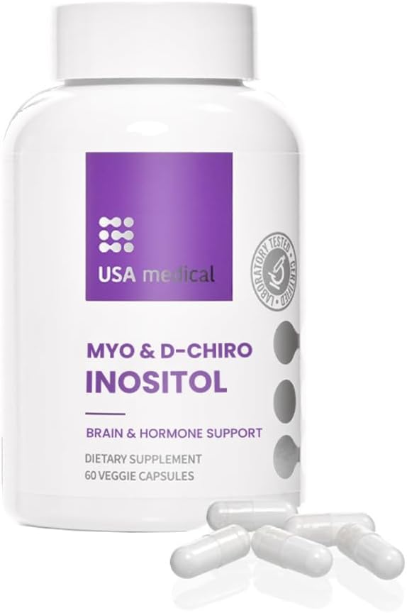 Vitamin B8 (Inositol) - 100% Myo &amp D-Chiro Inositol for Cholesterol Triglycerides and Heart Health - Natural Support for Brain and Nervous System | 60 Count