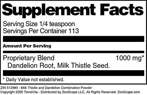 Milk Thistle and Dandelion Combination Powder (4 oz ZIN: 512990)