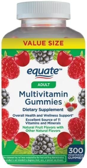 EQ Home Multivitamin Gummies for Immune Support Mixed Berry Orange Peach 300 Count