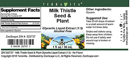Milk Thistle Seed &amp Plant Glycerite Liquid Extract (1:5) - No Flavor (1 oz ZIN: 522737) - 3 Pack