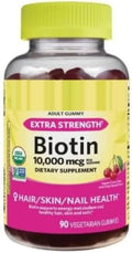 SEDLAV Biotin 10000 mcg Gummies – Non-GMO Cherry Flavor 90 Count – Hair Skin &amp Nail Support Supplement