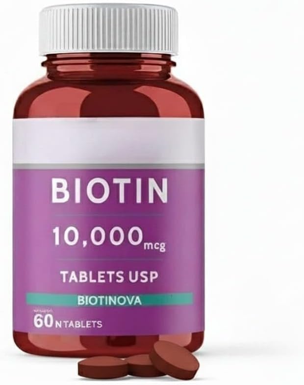 Forte Biotin 10000mcg for Hair Growth Skin &amp Nails – 60 Veg Tablets.