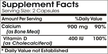 Bone Support with Vitamin D ~ 100 Capsules - No Additives ~ Naturetition Supplements