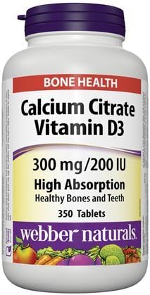 Webber Naturals Calcium Citrate Vitamin D3 300mg / 200IU High Absorption 350 Tablets