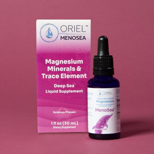 Oriel Liquid Magnesium Drops Menosea Rapid Absorption Free Ion Magnesium Minerals and 78 Trace Elements Supports Menopause Wellness Promotes Balance Well-Being Relaxation 30ml 30-Day Supply