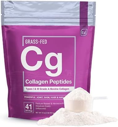 Essential Elements Hydrolyzed Collagen Peptides Powder for Men &amp Women - Joint Skin Hair &amp Nail Support - 15 Grams of Type I &amp III Grass-Fed Bovine Collagen - 30 Servings