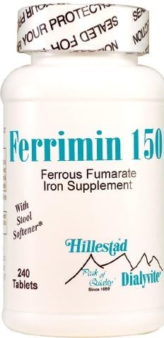Dialyvite - Ferrous Fumarate - Ferrimin 150 - High-Potency Iron Supplement - 240 Tablets
