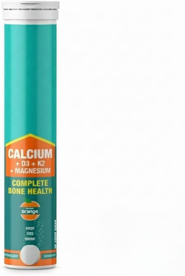 Calcium with Essential Vitamin D3 for Complete Health Support - Vitamin D3 Calcium &amp Magnesium Combination for Better Absorption (20 Tablets Orange Flavour)
