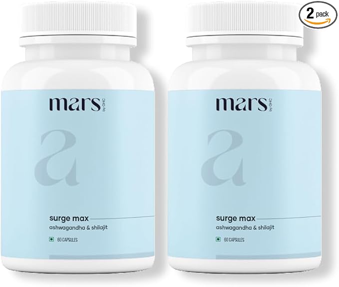 mars by GHC Surgemax Natural Capsules with Shilajit &amp Safed Musli | Supports Energy Strength &amp Immunity | for Active Lifestyle | 120 Capsules | Pack of 2