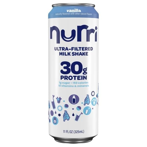 Nurri Vanilla 12-Pack Ulta Filtered Milk Shake 30g Protein 1g Sugar 150 Calories 10 Vitamins and Minerals Per Can | 12-11 Fl Oz Cans Per Package Grade A Lactose Free