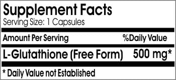 L-Glutathione 500mg // 100 Capsules // Pure // by PureControl Supplements