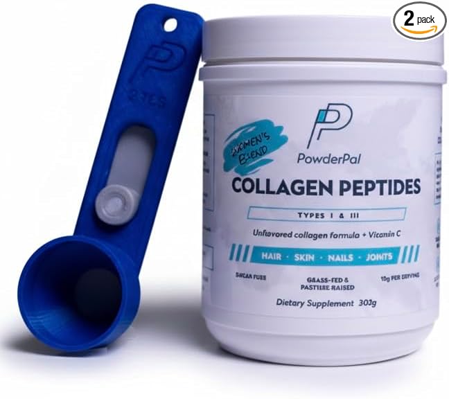 Women’s Unflavored Hydrolyzed Collagen Peptides with Vitamin C for Extra Absorption with 2-tbsp Multi-Purpose Scoop and Funnel
