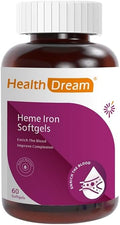 Healthdream Iron Soft CapsulesSupplements for WomenIron with B12B6VCFolateSupport Nourish Blood and HealthyNon-GMOGluten Free-60Pieces