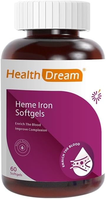 Healthdream Iron Soft CapsulesSupplements for WomenIron with B12B6VCFolateSupport Nourish Blood and HealthyNon-GMOGluten Free-60Pieces