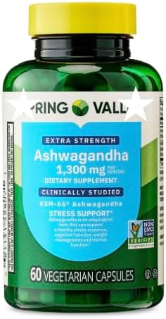 Extra Strength Ashwagandha Dietary Supplement 1300 mg Stress Relief and Mood Enhancer 60 Vegetarian Capsules