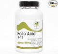 Folic Acid 400mcg B-12 1000mcg ~ 200 Capsules - No Additives ~ Naturetition Supplements