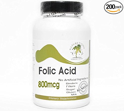 Folic Acid 800mcg ~ 200 Capsules - No Additives ~ Naturetition Supplements