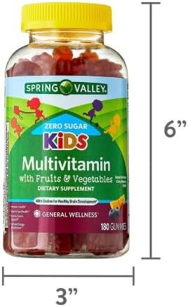 Spring Valley Zero Sugar Kids Multi Gummy 180 Count + Dri Store Sticker.
