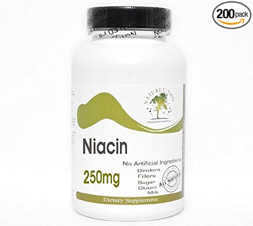 Niacin 250mg ~ 200 Capsules - No Additives ~ Naturetition Supplements