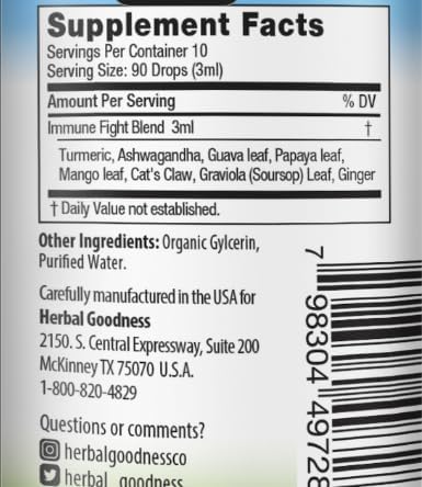 Immune Support 1oz with Ashwagandha for and Turmeric Herbal Supplements - Natural Kids Immune Booster Drops for Wellness and Immune Support for Kids - Non-GMO - Made in USA