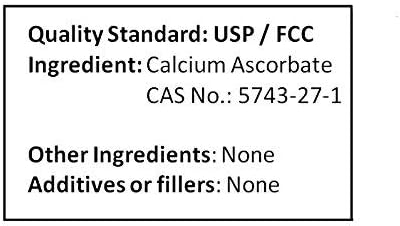 Calcium Ascorbate Pure Powder 500g 1.1lb 17.6oz Buffered Vitamin C.