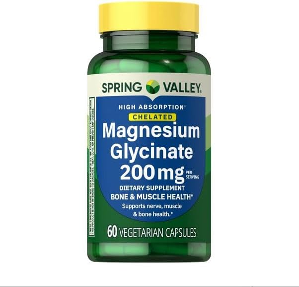 H4U - Spring Valley Magnesium Glycinate 200 mg Capsules Supports Bone &amp Joint Health (200 mg / 60 Capsules)
