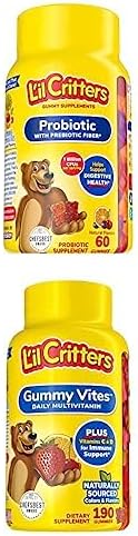 Bundle of Lil Critters Kids Probiotics Gummies 60 Count + Lil Critters Gummy Vites Daily Kids Multivitamins Fruit Flavored Gummy Vitamin with Vitamin C and D 95-190 Day Supply 190-count