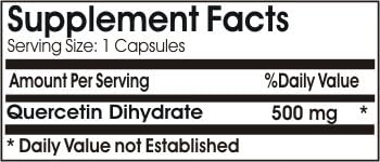 Quercetin 500mg // 100 Capsules // Pure // by PureControl Supplements