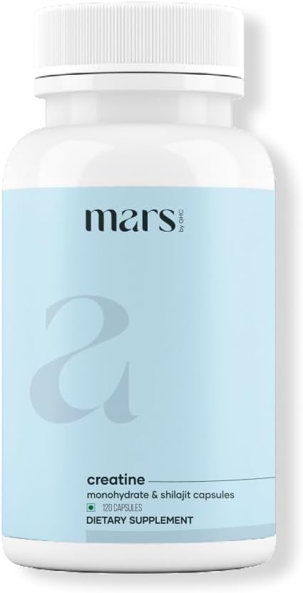 mars by GHC Micronized Creatine Monohydrate Capsules with Shilajit &amp Ashwagandha | Overall Well-Being | 120 Capsules | Pack of 1